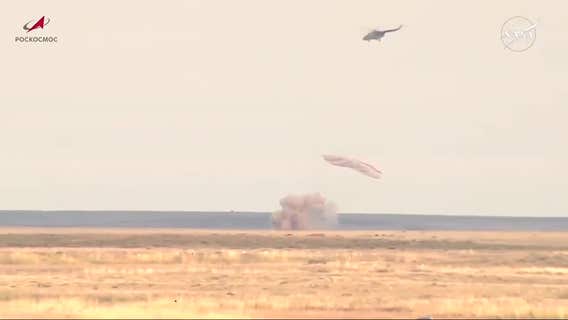 Soyuz capsule returns to Earth, bringing home 2 Russians, 1 American